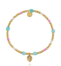 Bransoletka różowo turkusowa z zawieszką By Dziubeka