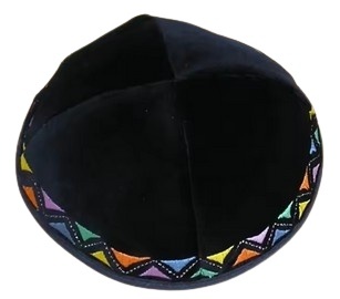 Jarmułka Czarna Haft Kolorowy