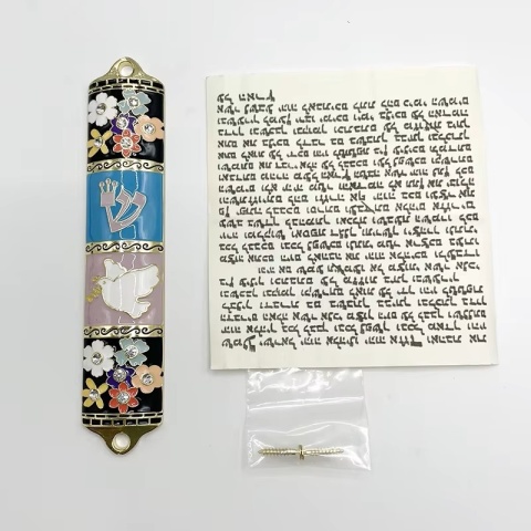 Mezuza Ręcznie Malowana Kwiatowa Błogosławieństwo Judaica