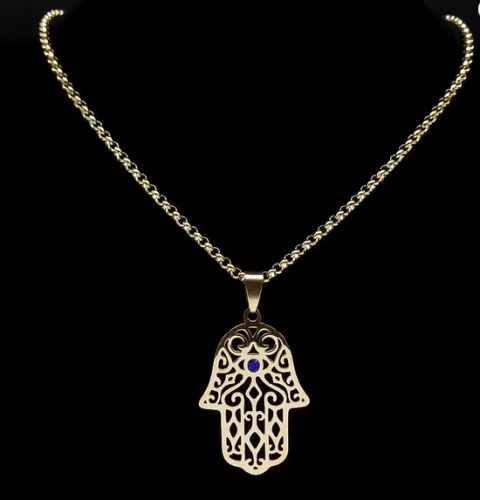 Naszyjnik Hamsa Niebieskie Oko