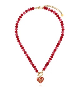Naszyjnik czerwony z sercem By Dziubeka