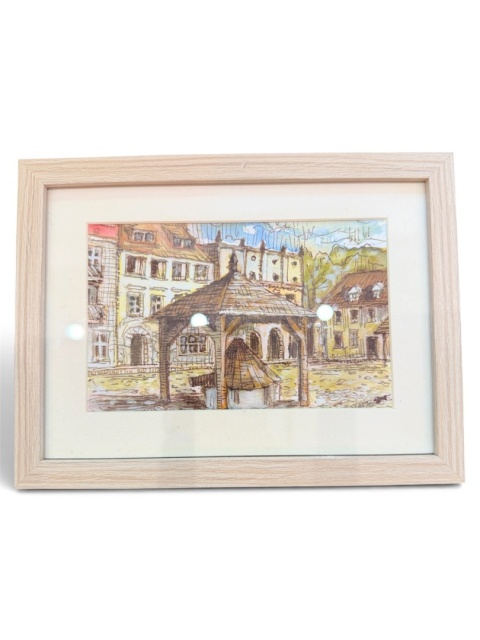 Obraz akwarela 20 xm x 15 cm Rfał Szot Rynek Kazimierz Dolny