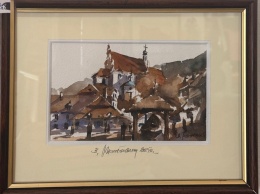 Obraz akwarela Kazimierz Dolny Bartłomiej Michałowski 18 x 24 cm
