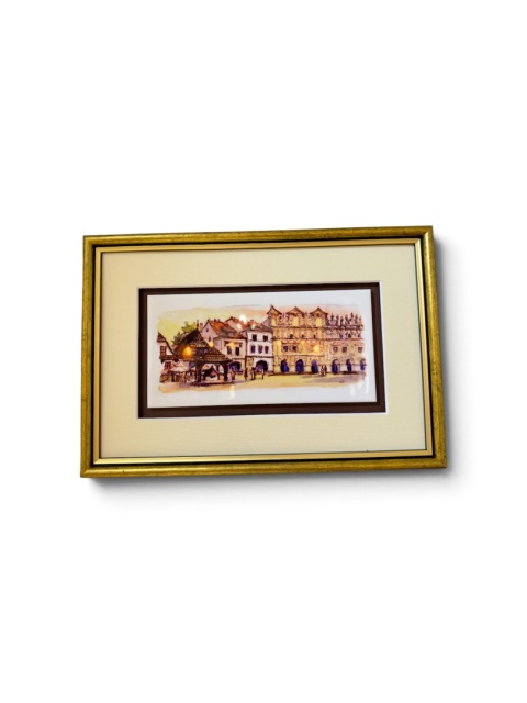 Obrazek z kaflem ceramicznym Kazimierz Dolny Passe- partout 30x20 cm