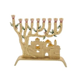 Świecznik Chanukowy z Motywem Jerozolimy